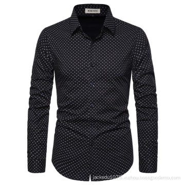 Men's Printed Cotton Casual Long Sleeve Regular Fit Dress Shirt